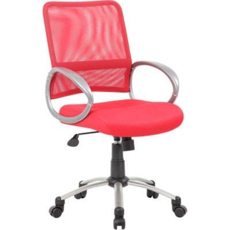 BOSS OFFICE PRODUCTS Boss Mesh Back Office Chair with Arms - Fabric - Mid Back - Red B6416-RD